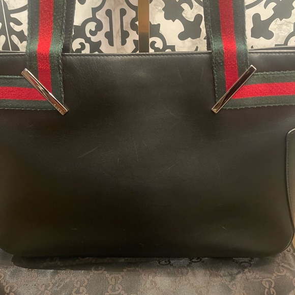 GUC GUCCI Web Sherry Line Tote Bag Leather - Picture 2 of 12